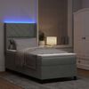 vidaXL LED Boxspringbett mit Matratze Hellgrau 90 x 190 cm Samt