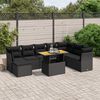 vidaXL 9-tlg. Garten-Sofagarnitur mit Kissen Schwarz Poly Rattan