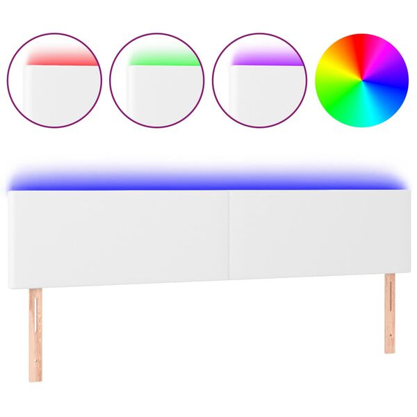 vidaXL LED Kopfteil Wei&szlig; 200x5x78/88 cm Kunstleder