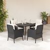 vidaXL 5-tlg. Garten-Essgruppe mit Kissen Schwarz Poly Rattan