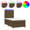 vidaXL Boxspringbett mit Matratze & LED Dunkelbraun 100x200 cm Stoff