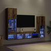 vidaXL TV-Schr&auml;nk mit LED-Lichtleisten 4 pcs Altholz Holzwerkstoff