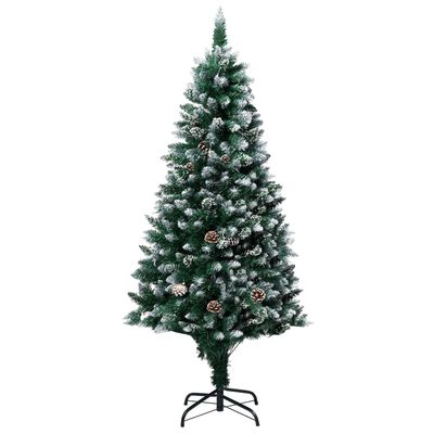 vidaXL Künstlicher Weihnachtsbaum Beschneit LEDs & Zapfen 240 cm