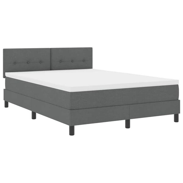 vidaXL Boxspringbett mit Matratze Dunkelgrau 140 x 200 cm Stoff