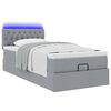vidaXL Ottoman-Bett mit Matratze & LEDs Hellgrau 90x190 cm Stoff