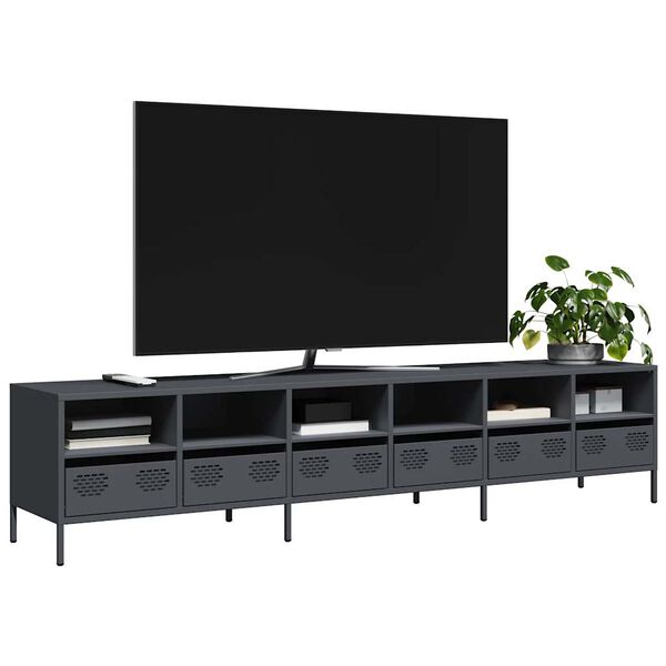 vidaXL TV-Schrank Anthrazit 202x39x43,5 cm Kaltgewalzter Stahl
