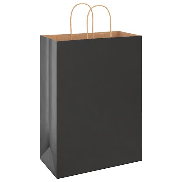 vidaXL Papiertragetaschen 250 Stk. mit Henkeln Schwarz 32x17x44 cm