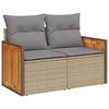 vidaXL 10-tlg. Garten-Sofagarnitur mit Kissen Beige Poly Rattan