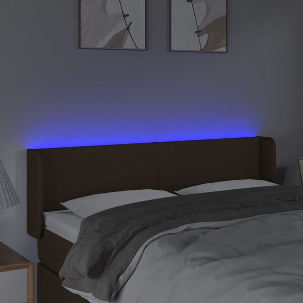 vidaXL LED Kopfteil Dunkelbraun 147x16x78/88 cm Stoff