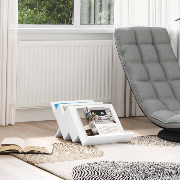 vidaXL Magazinregal mit Regal Wei&szlig; 53 x 40 x 28.5 cm Holzwerkstoff