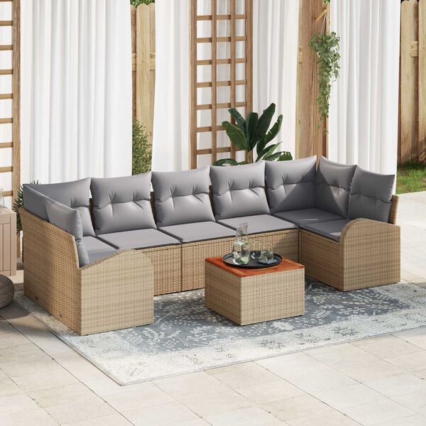vidaXL Garten-Sofa-Set 8 pcs Beige und Hellgrau