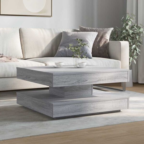 vidaXL Couchtisch 360-Grad Drehbar Grau Sonoma 70x70x34,5 cm