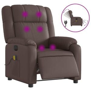 vidaXL Massagesessel Elektrisch Braun Kunstleder