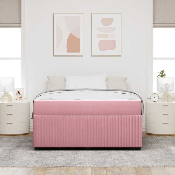 vidaXL Bettrahmen mit Matratze Rosa 160 x 200 cm Stoff