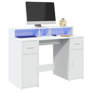 vidaXL LED-Schreibtisch Wei&szlig; 120x55x91 cm Holzwerkstoff