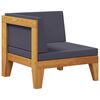 vidaXL Modular-Ecksofa mit Dunkelgrauen Kissen Akazie Massivholz