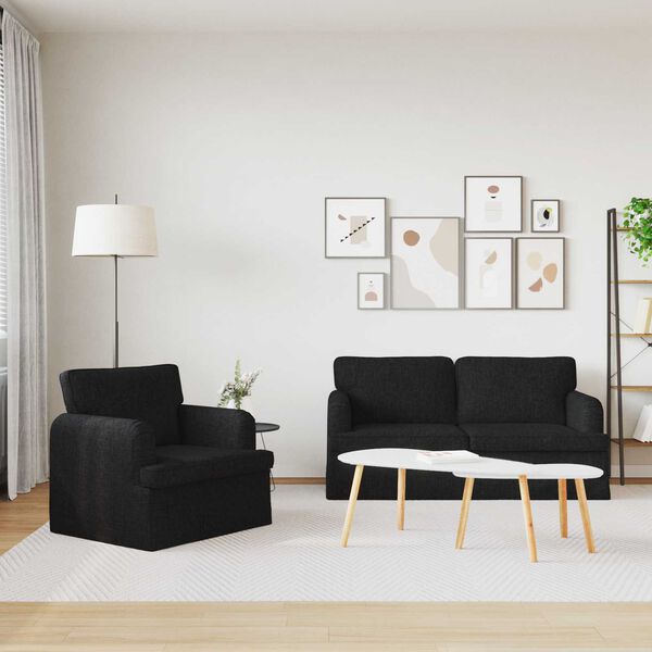 vidaXL Sofa 2 pcs Schwarz
