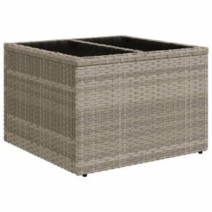 vidaXL Gartentisch mit Glasplatte Hellgrau 55x55x37 cm Poly Rattan