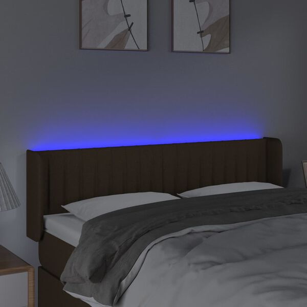 vidaXL LED Kopfteil Dunkelbraun 147x16x78/88 cm Stoff