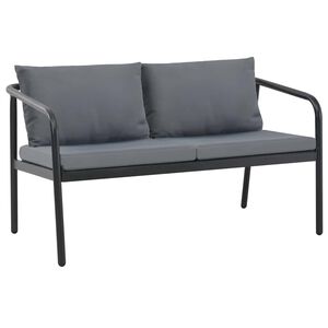 vidaXL 2-Sitzer-Gartenbank mit Auflagen Grau Aluminium