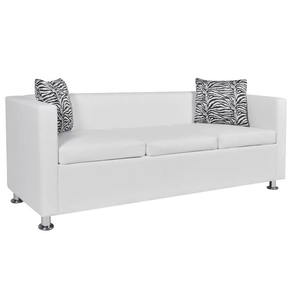 vidaXL Sofa 3-Sitzer Kunstleder Wei&szlig;