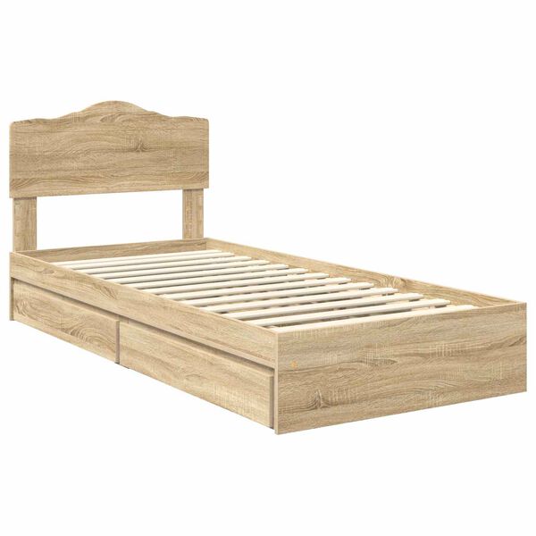vidaXL Aufbewahrungsbett Sonoma-Eiche 90 x 190 cm Holzwerkstoff