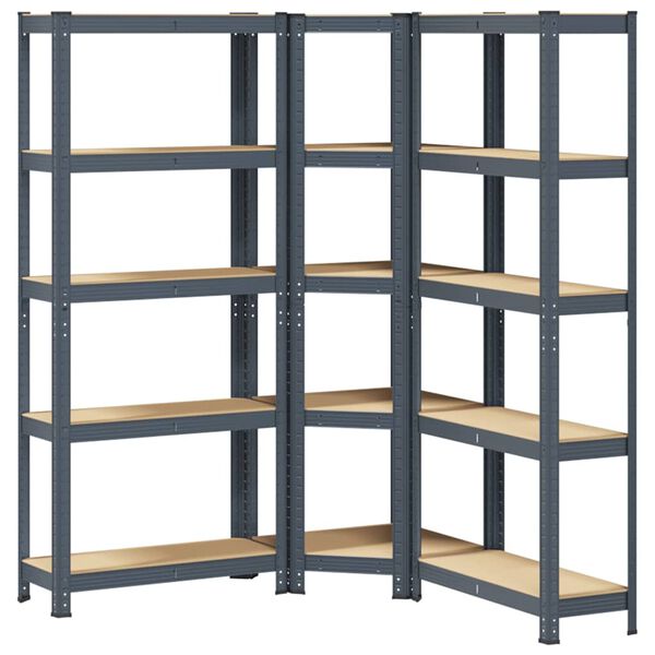 vidaXL Regal-Set 5 B&ouml;den 3-tlg. Anthrazit Stahl & Holzwerkstoff