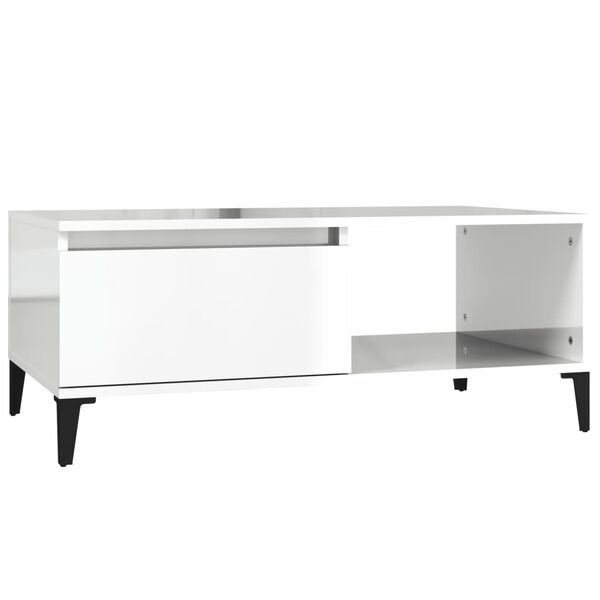 vidaXL Couchtisch Hochglanz-Wei&szlig; 90x50x36,5 cm Holzwerkstoff