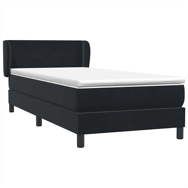 vidaXL Boxspringbett mit Matratze Schwarz 100x220 cm Samt