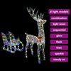 vidaXL Rentier Zieh Schlitten mit 200 LEDs Bunt 70 x 26 x 129 cm Acryl