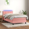 vidaXL Boxspringbett mit Matratze & LED Rosa 100x200 cm Samt