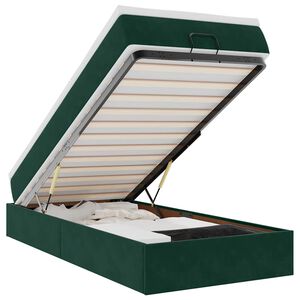vidaXL Ottoman-Bett mit Matratze Dunkelgr&uuml;n 90x190 cm Samt