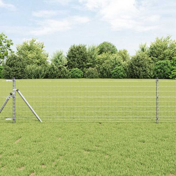 vidaXL Zaun mit Pfosten Silber 0,8 x 25 m Stahl und PVC