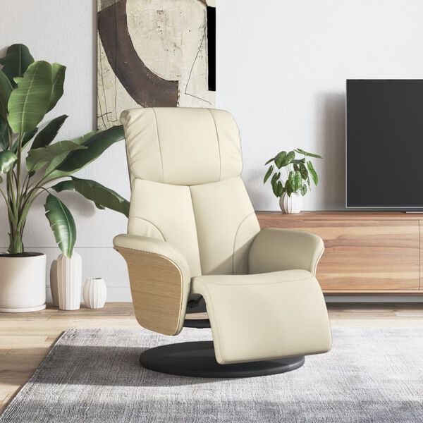 vidaXL Relaxsessel mit Fu&szlig;teil Creme Kunstleder