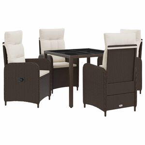 vidaXL Outdoortisch-Set 5 stk. Braun und Creme Wei&szlig; Poly-Rattan