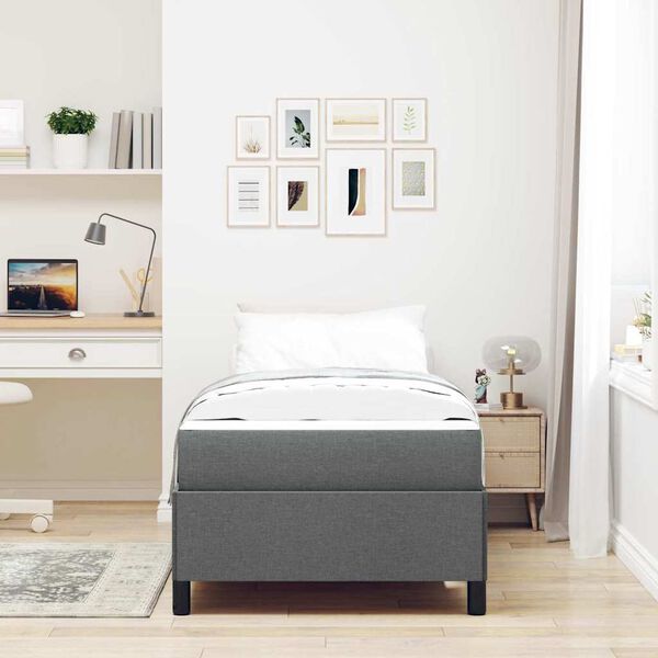 vidaXL Boxspringbett mit Matratze Dunkelgrau 90 x 190 cm Stoff