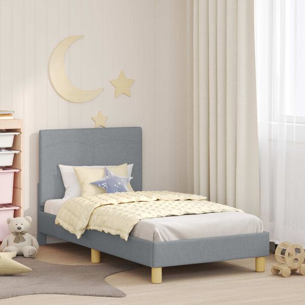 vidaXL Kinderbettgestell mit Kopfteil Hellgrau 80 x 160 cm Stoff