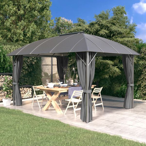 vidaXL Pavillon mit Seitenw&auml;nden & Bogendach 3x4 m Anthrazit