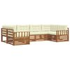 vidaXL Outdoor-Sofagarnitur 6 Stk. Natur und Creme Massivholz Akazie