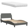 vidaXL Bett mit Matratze Dunkelgrau 100x200 cm Stoff