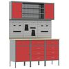 vidaXL Werkbank mit Schubladen 7 pcs Rot Ingenieure Holz und Stahl
