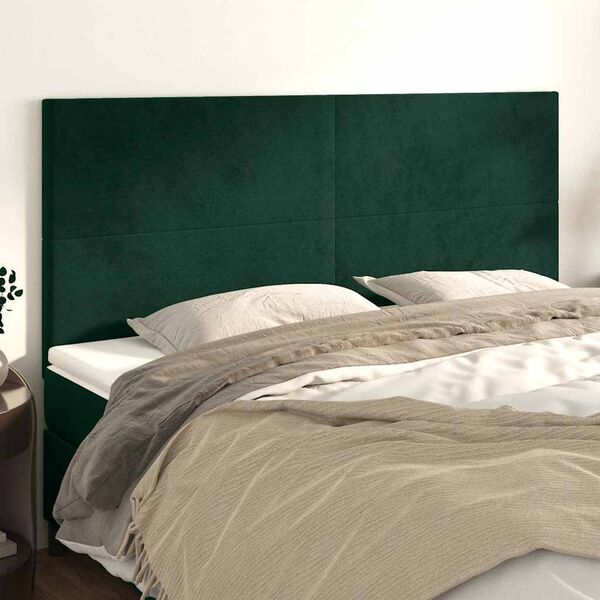 vidaXL Kopfteil Dunkelgr&uuml;n 200 x 5 x 118/128 cm Samt