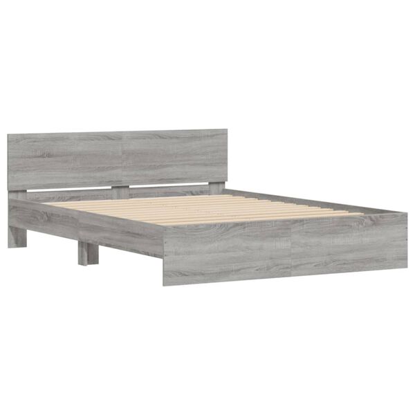 vidaXL Bettgestell mit Kopfteil Grau Sonoma 150x200 cm