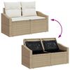 vidaXL Garten-Sofa-Set mit Kissen 6 pcs Beige und Creme Poly-Rattan