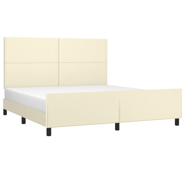 vidaXL Bettgestell mit Kopfteil Creme 180x200 cm Kunstleder