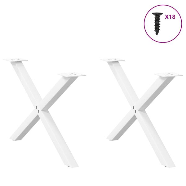 vidaXL Couchtischbeine X-Form 2 Stk. Wei&szlig; 70x(42-43) cm Stahl