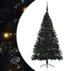 vidaXL K&uuml;nstlicher vorbeleuchteter Weihnachtsbaum Schwarz 180 cm PVC