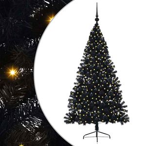 vidaXL K&uuml;nstlicher vorbeleuchteter Weihnachtsbaum Schwarz 180 cm PVC