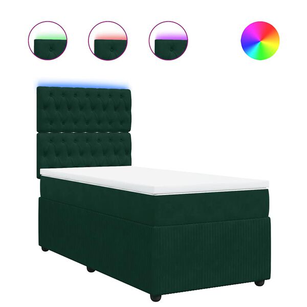 vidaXL Boxspringbett mit Matratze Dunkelgr&uuml;n 80x200 cm Samt