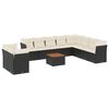 vidaXL 11-tlg. Garten-Sofagarnitur mit Kissen Schwarz Poly Rattan